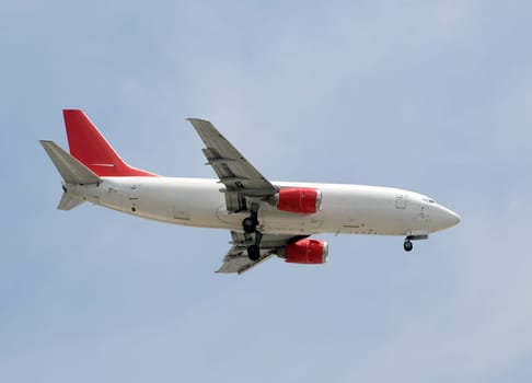 Modern jet airplane used to carry cargo