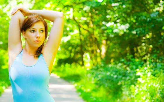 Young woman exercising, from a complete series of photos.