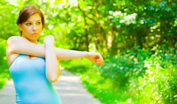 Young woman exercising, from a complete series of photos.