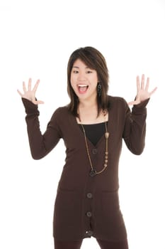 Asian teenager with some attitude on white background
