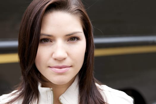 An Attractive Brunette looking toward the camera