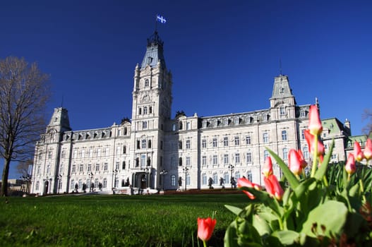 Quebec Parliament building (Hôtel du Parlement) in winter Quebec city.