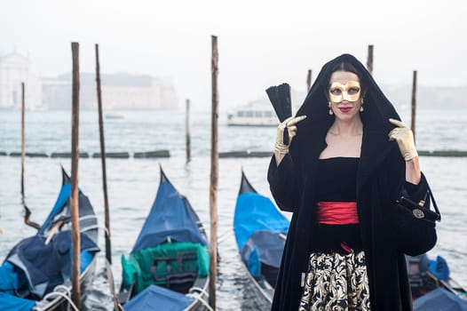 VENICE, ITALY - Febrary 21 2019: The masks of the Venice carnival 2019.