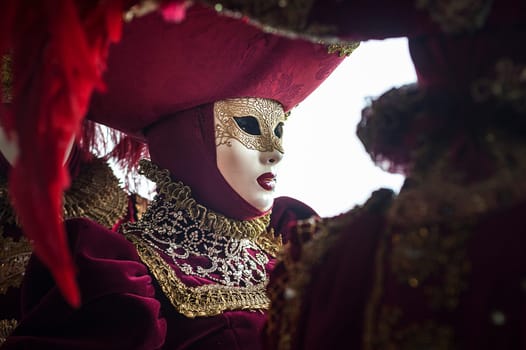 VENICE, ITALY - Febrary 22 2019: The masks of the Venice carnival 2019.