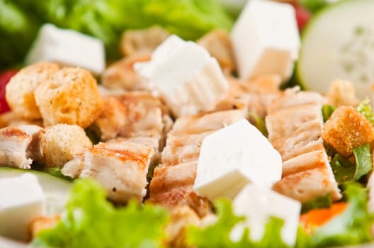 Grilled chicken salad with feta cheese