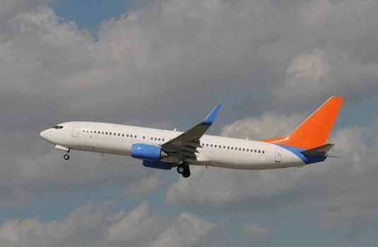 Modern passenger jet taking off