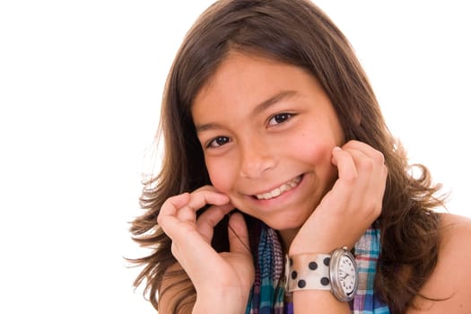 Portrait of a young girl isolated on white