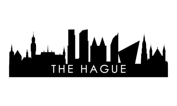 The Hague skyline silhouette. Black The Hague city design isolated on white background.