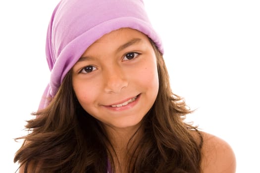 Portrait of a young girl isolated on white