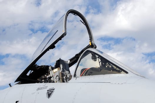Modern US Air Force jet open cockpit