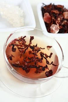 Detail of fruit tea with sugar