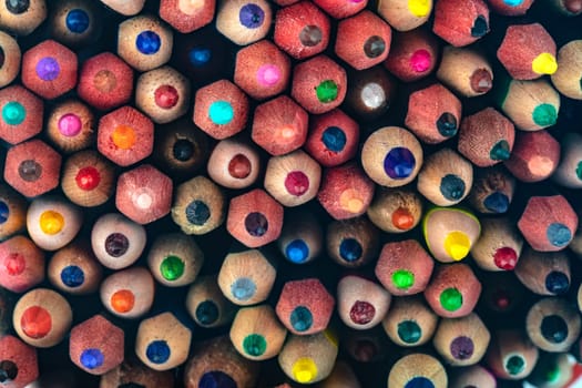 Macro from colored pencils in detail as background