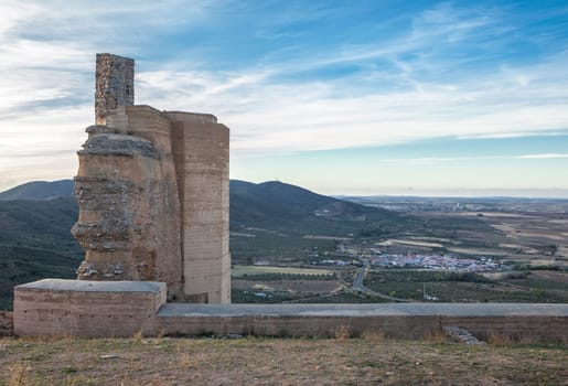 Aerial view of Casa de Reina from Muslim Citadel, Badajoz, Extremadura, Spain