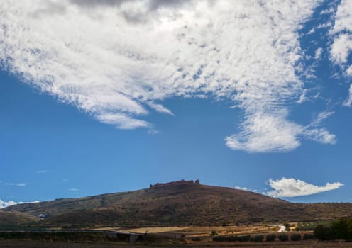 Reina Citadel, Badajoz, Extremadura, Spain. View of muslim fortification on the top of the hill