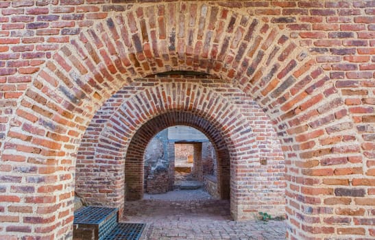Masonry archway of Reina Citadel, Badajoz, Extremadura, Spain