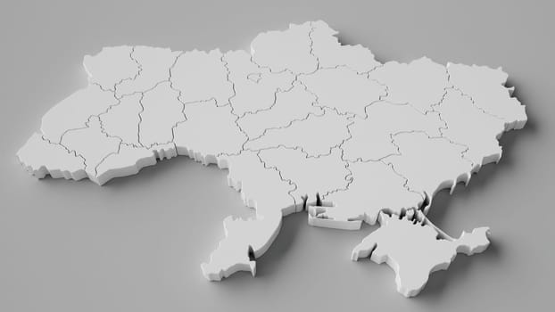 Ukraine as 3D rendering on a white background with a lot of details and high resolution.