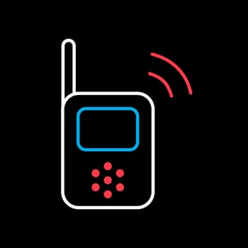 Baby radio monitor isolated vector on black background icon. Graph symbol for children and newborn babies web site and apps design, logo, app, UI