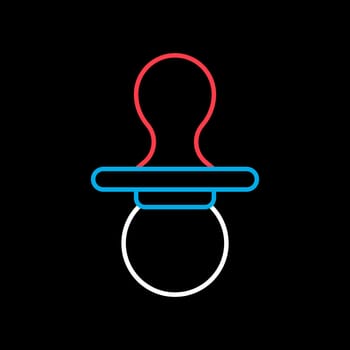 Baby dummy teat isolated vector on black background icon. Graph symbol for children and newborn babies web site and apps design, logo, app, UI