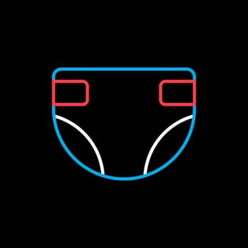 Diaper design vector isolated on black background icon. Graph symbol for children and newborn babies web site and apps design, logo, app, UI