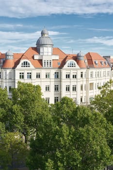 historical stately residential and commercial building of the Wilhelminian period from 1904 at Kurfuerstendamm in Berlin