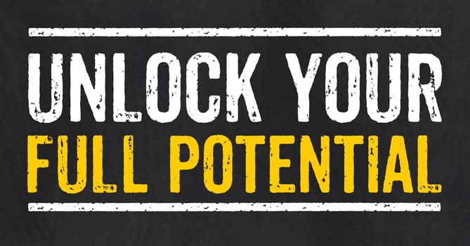 Blackboard with the text Unlock your full potential