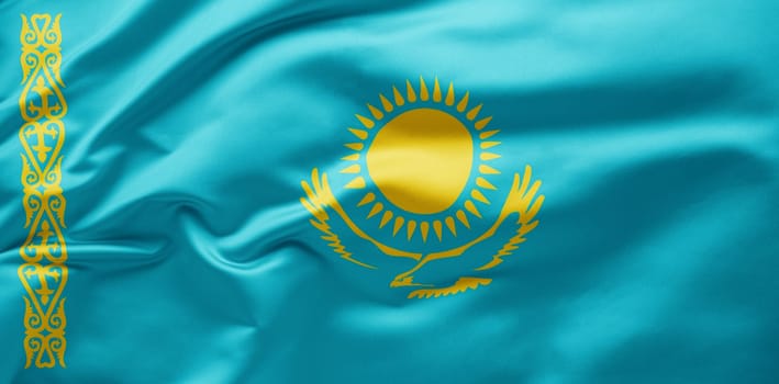 Waving national flag of Kazakhstan