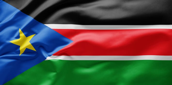 Waving national flag of South Sudan