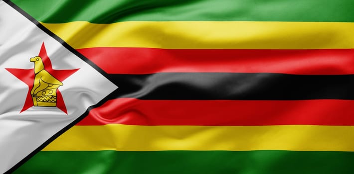 Waving national flag of Zimbabwe