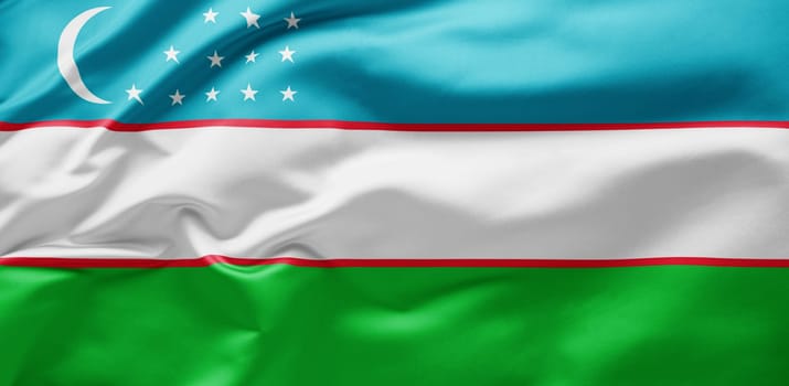 Waving national flag of Uzbekistan