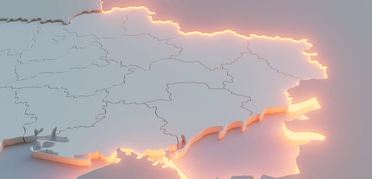 Tension between Ukraine and Russia. Conceptual map of state borders --3D rendering