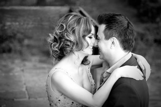 Newly wed couple outdoor on a summer day.