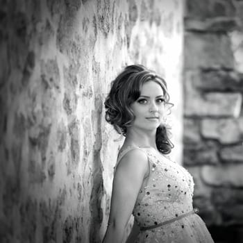 Portrait of young bride on her wedding day.