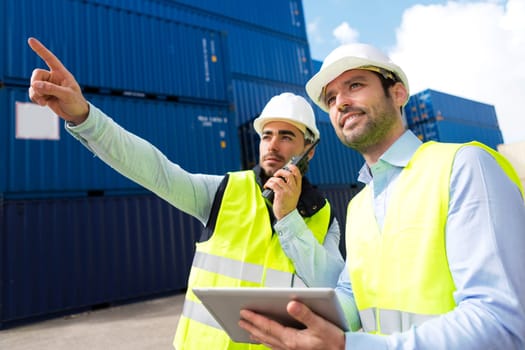 View of a Worker showing to supervisor security system setting up