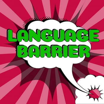 Sign displaying Language Barrier, Conceptual photo ability to understand information provided by the speaker Businessman Holding Tablet With Both Hands And Presenting Important Data