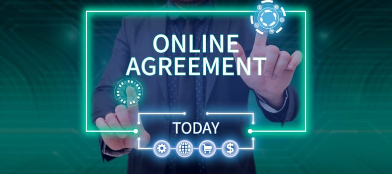 Conceptual display Online Agreement, Internet Concept method conducted using computermediated communication