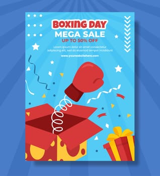 Boxing Day Sale Poster Flat Cartoon Hand Drawn Templates Illustration