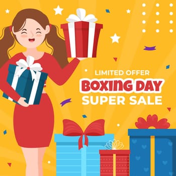 Boxing Day Sale Flat Cartoon Background Hand Drawn Templates Illustration