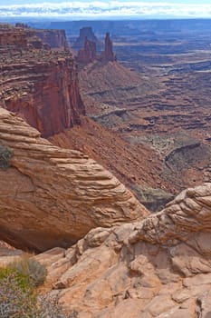 Distant Vista of a Desert Canyon in Canyonlands National Park in Utah