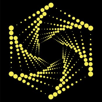 Yellow Circle Dotted Icon Isolated on Black Background.