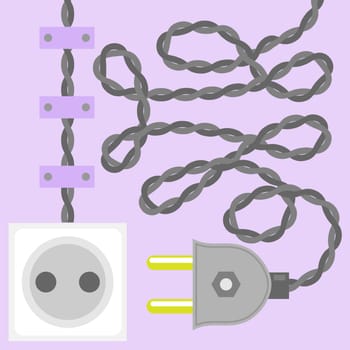 Plug Icon Isolated on Purple Background. Electric Symbol.