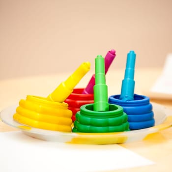 Children's art items on a table