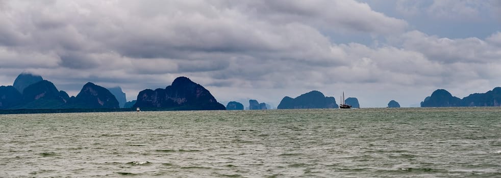 Panoramic view of Pang Nga Bay, Thailand, Asia