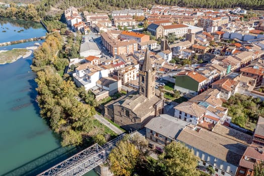 View at the Church of Santa Maria la Real in Sanguesa - Spain Aerial view