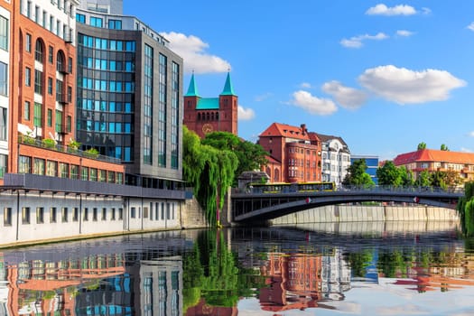 Beautiful classic architecture of the central Berlin by the bridge over Spree, Germany.
