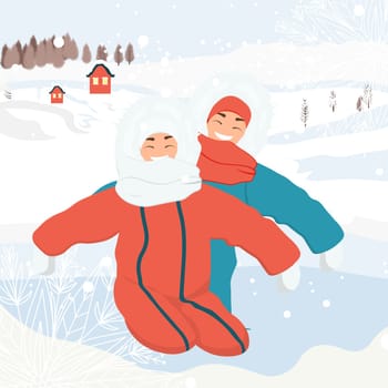 People play outside in winter.