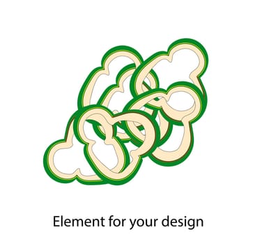 Chopped vegetable. Sweet pepper rings. A slice of vegetable. Ingredient for dishes. vector illustration on a white background. Element for your design.