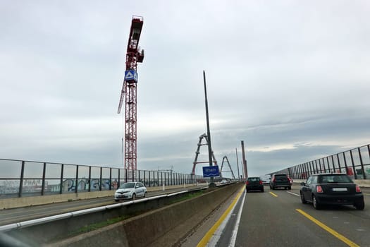 Autobahn A1 Grossbaustelle Leverkusener Brücke, Nordrhein-Westfalen, Deutschland, Köln/Leverkusen
