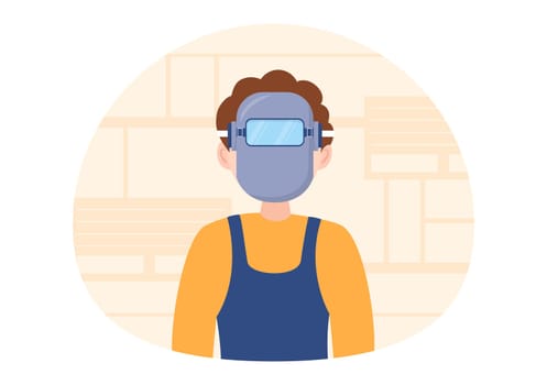 Welding Service with Professional Welder Job Weld Metal Structures, Pipe and Steel Construction in Flat Cartoon Hand Drawn Templates Illustration