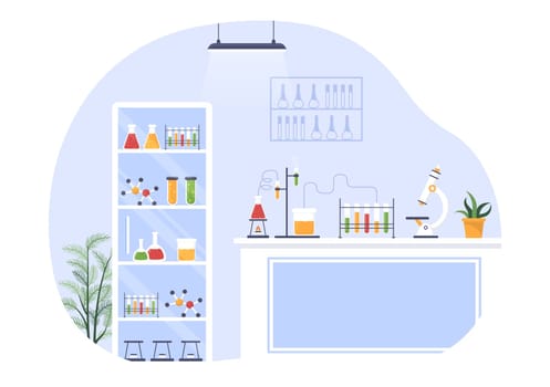 Laboratorium with Conducting Research Scientific, Experimentation and Measurement in a Lab in Flat Cartoon Hand Drawn Templates Illustration