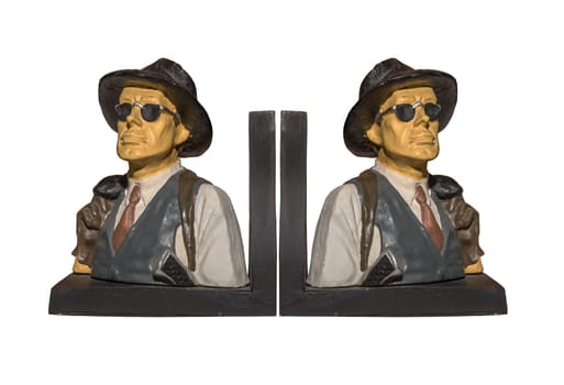 detective bookends isolated over white background
